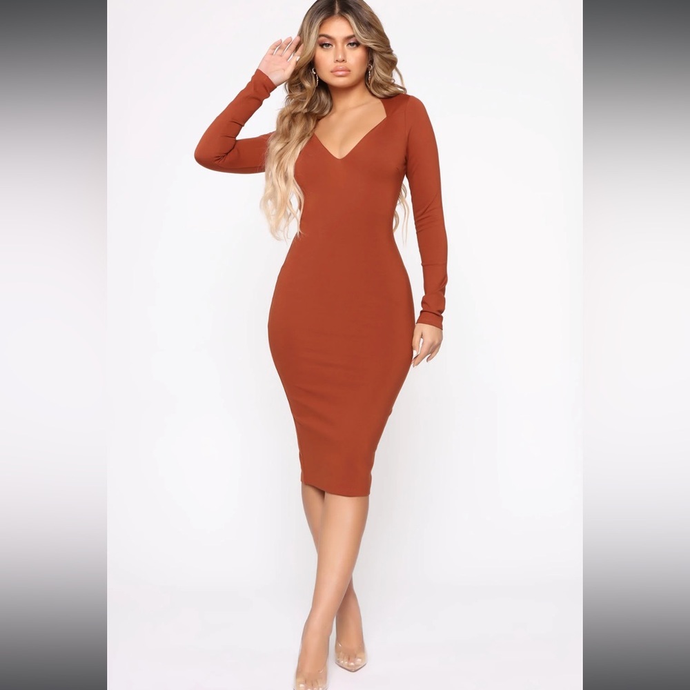Cinnamon color midi dress